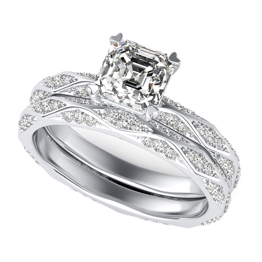 Alexis Pave Eternity Engagement Ring With Matching Wedding Band