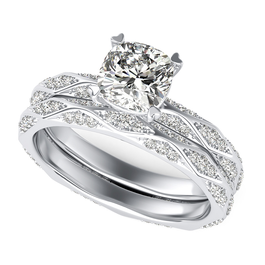 Alexis Pave Eternity Engagement Ring With Matching Wedding Band