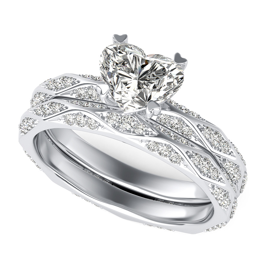 Alexis Pave Eternity Engagement Ring With Matching Wedding Band