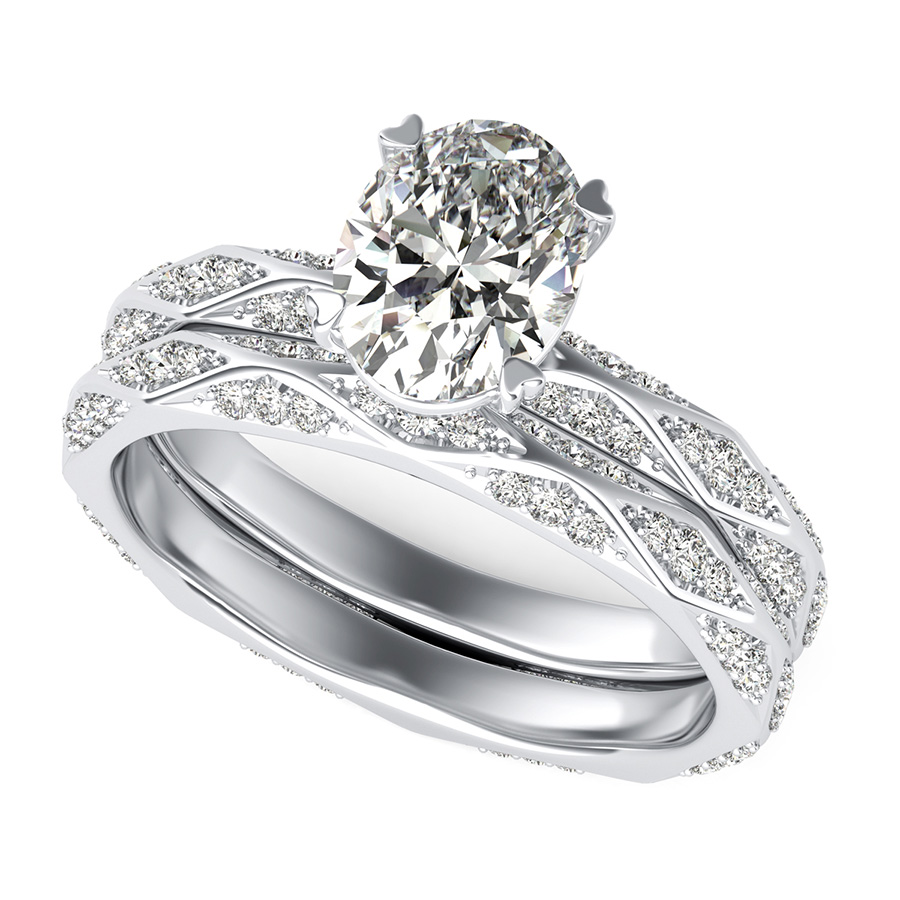 Alexis Pave Eternity Engagement Ring With Matching Wedding Band