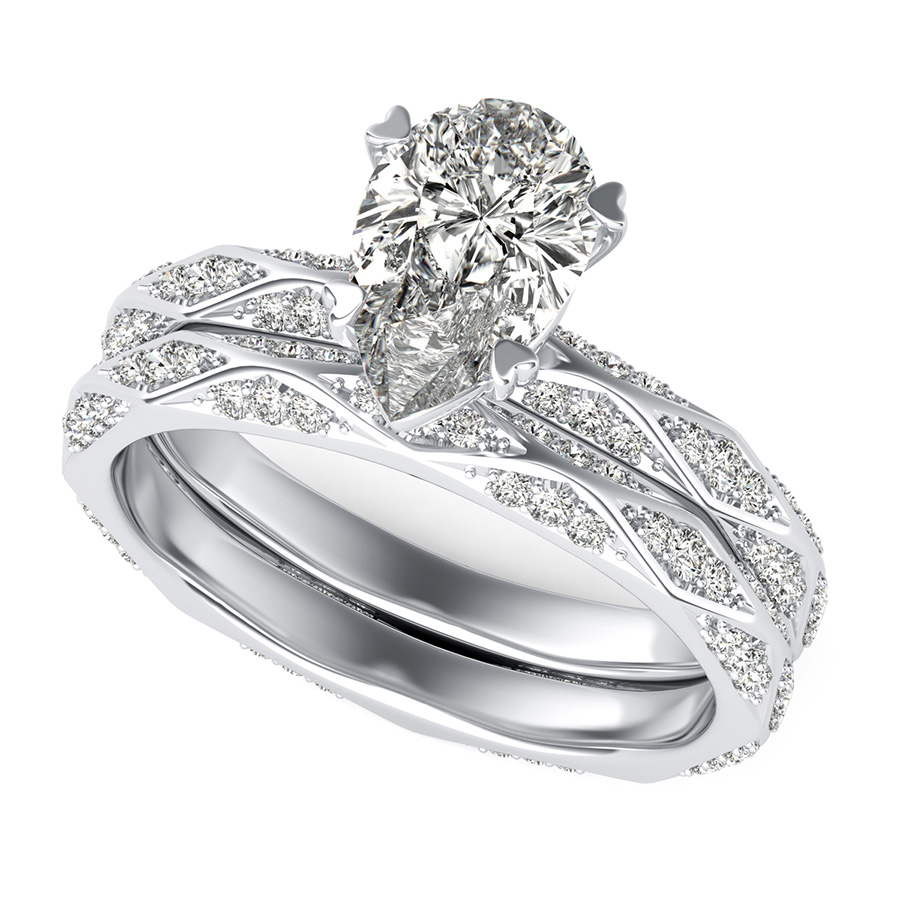 Alexis Pave Eternity Engagement Ring With Matching Wedding Band