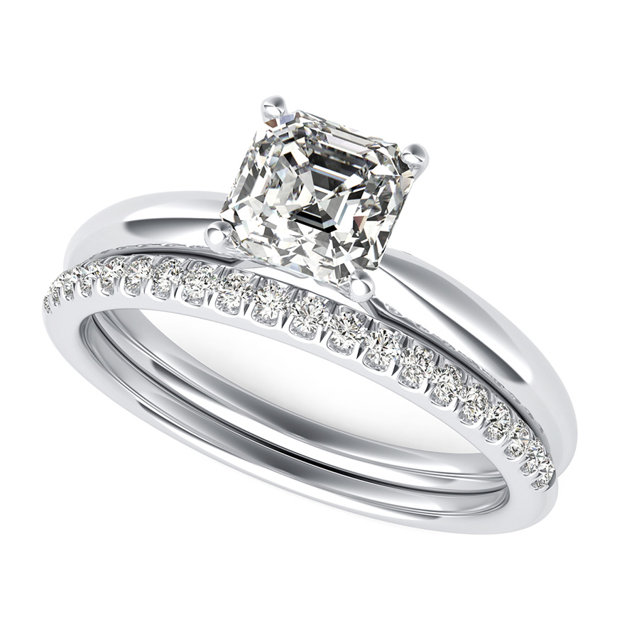 Delicate And Classic Solitaire Engagement Ring With Matching Band