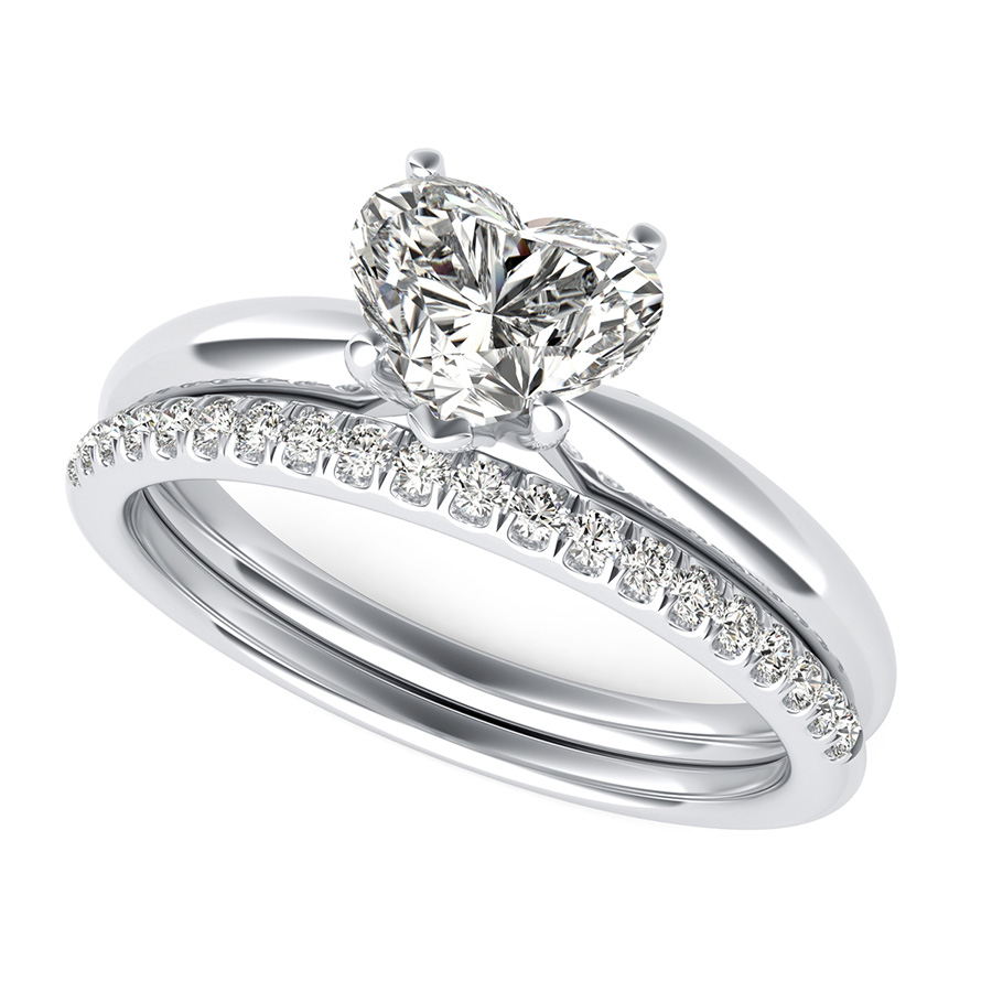 Delicate And Classic Solitaire Engagement Ring With Matching Band