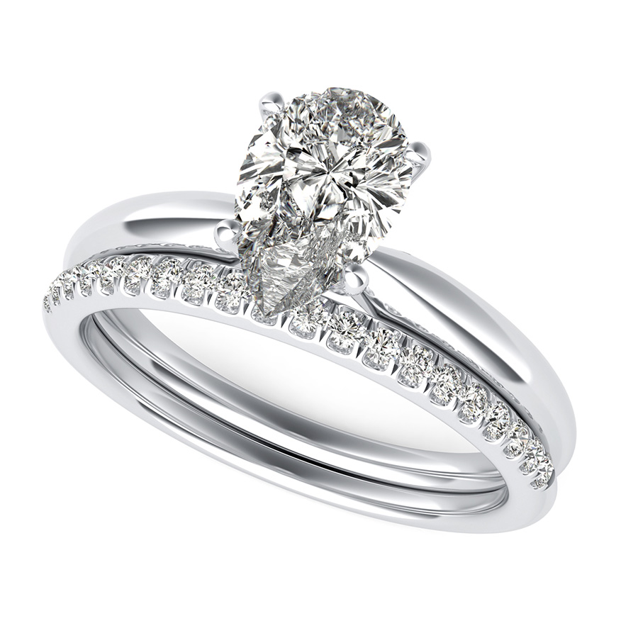 Delicate And Classic Solitaire Engagement Ring With Matching Band