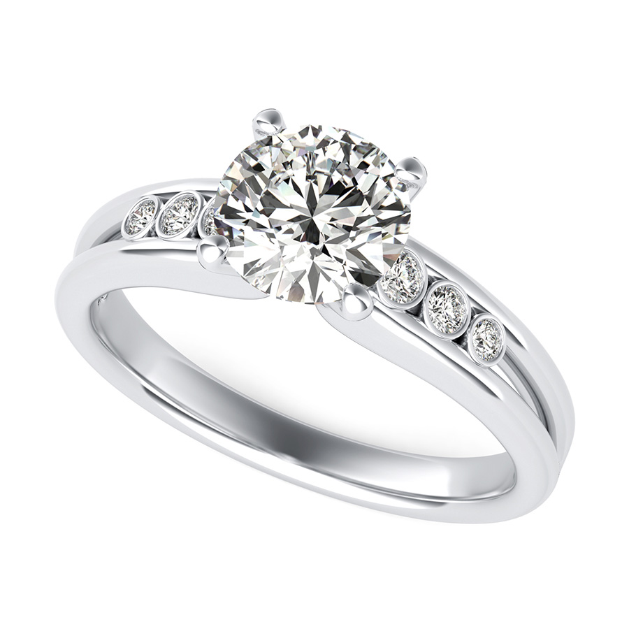 Taj Engagement Ring With Bezel Set Side Stones